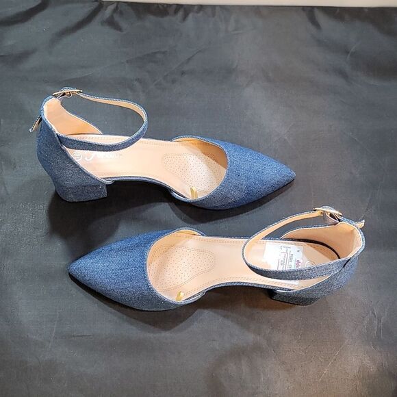 BRAND NEW WOMEN'S POINTED TOE ANKLE STRAP BUCKLE CHUNKY BLOCK HEEL SANDAL - Picture 9 of 15